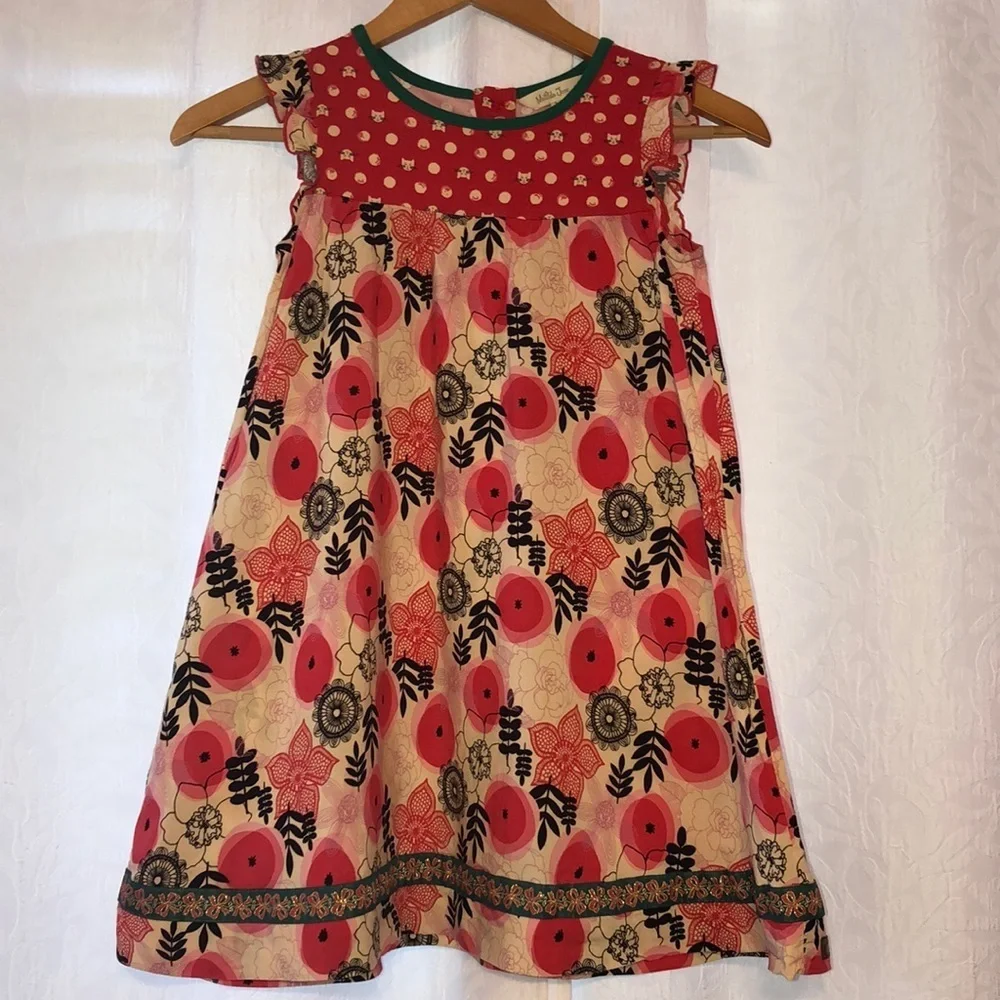 🌺Matilda Jane flower red & green dress Size 8 GUC